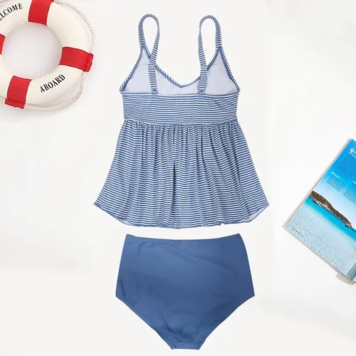 Vista 2 de Tutorutor Conjunto de bikini de 2 piezas con volantes y estampado floral para niñas y niñas