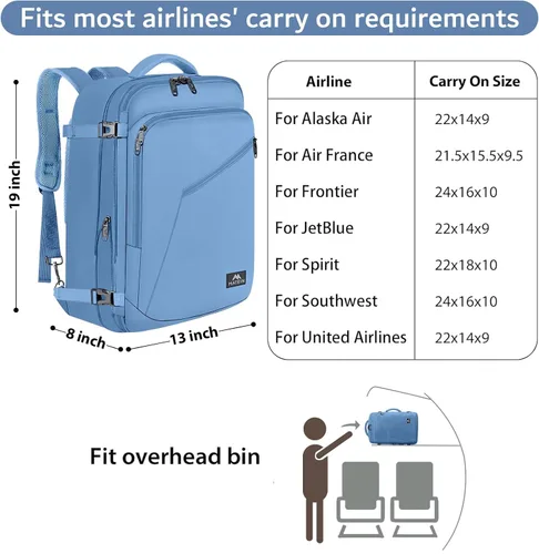 Vista 75 de MATEIN - Mochila de viaje extragrande de 10.56 galones, mochila de viaje ampliable apta para aerolíneas, para viajeros de fin de semana, hombres