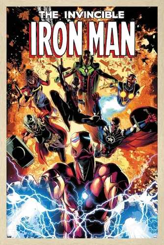 Vista 7 de Trends International Marvel Comics Iron Man - Póster de pared Invincible Iron Man #11, 22.4 pulgadas de largo x 14.7 pulgadas, versión enmarcada