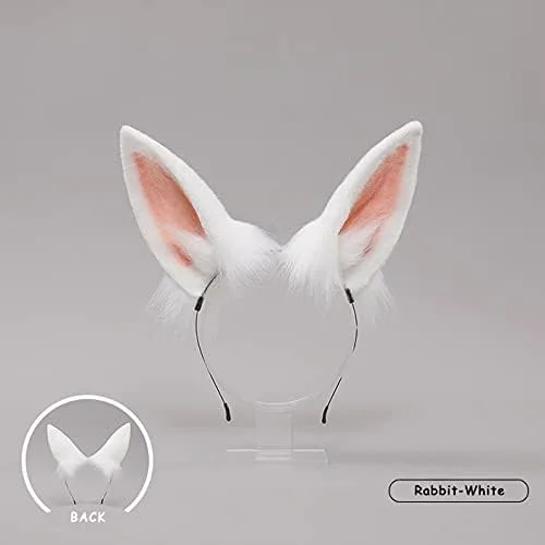 Vista 2 de Faylay Diadema artificial de conejo de peluche con diadema de conejo