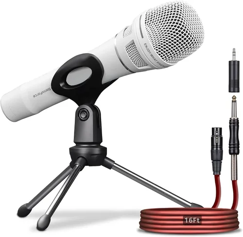 Vista 11 de Micrófono Dinámico - Micrófono Vocal Profesional para Cantar - Micrófono de Mano con Cable con Cable de Audio XLR de 16 ft a 1/4" - Micrófono