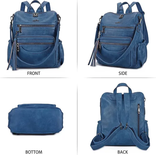 Vista 33 de Bolsos mochila monedero de piel sintética para mujer, bolsas con zíper, mochilas de hombro casuales