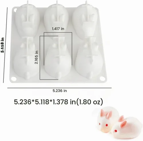 Vista 2 de mostsom Mini molde de silicona de conejo para hornear chocolate, galletas, muffins, magdalenas, brownies, pudín de pastel