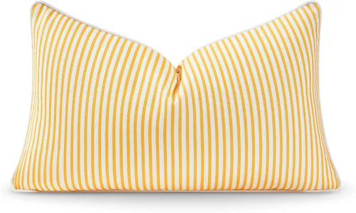Vista 9 de Hofdeco Premium Coastal Hampton Style Funda de Almohada Lumbar para Patio Interior y Exterior Solamente, 12"x20" Resistente al Agua para Patio