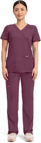 Vista 6 de Cherokee WW Revolution - Camisa de enfermería con 2 bolsillos para mujer Vino