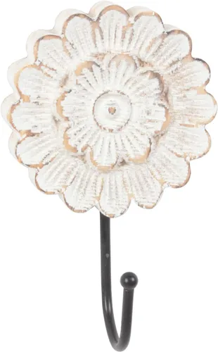 Vista 4 de dwellington Ganchos de pared de madera envejecida con flores para colgar abrigos, colgador único pequeño y vintage para llaves, bolsos, toallas