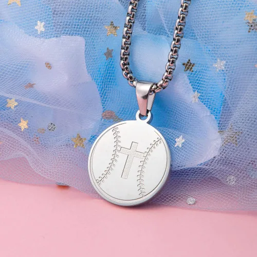 Vista 7 de Colentine Collar de béisbol Collar de atletas de béisbol de acero inoxidable de 1 pulgada grabado inspirador filipenses 413 Verso Joyería Regalos