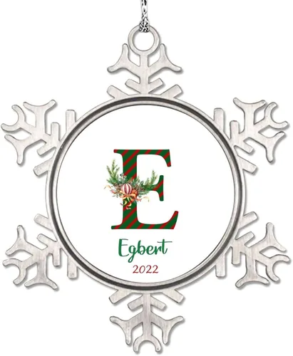 Vista 11 de Monograma inicial letra A copo de nieve, adorno de bayas de pino de Navidad para decoración de árbol de Navidad, adornos de Navidad personalizados