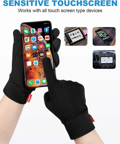 Vista 3 de LANYI Guantes de invierno para correr, ligeros, con pantalla táctil, antideslizantes, resistentes al viento, guantes de ciclismo, trabajo, guantes