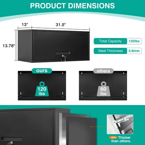 Vista 3 de SISESOL Armario de pared de metal con puerta abatible, armario de almacenamiento montado de 13.7 pulgadas de alto con cerradura de almacenamiento