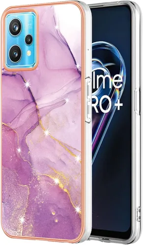 Vista 7 de Funda de teléfono para Realme 9 Pro Plus 0.18 oz Clear Siliocne Edge, diseño de mármol rosa elegante para Realme 9 Pro Plus, a prueba de golpes