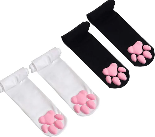 Vista 10 de Juego de calcetines altos en 3D con pata de gato y accesorios para Juego de 4 piezas color negro