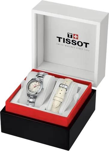 Vista 9 de Tissot para mujer T-My Lady Reloj de vestir de acero inoxidable blanco T132010111100