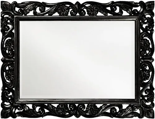 Vista 2 de Howard Elliott Chateau Rectangular Hanging Wall Mirror, Scroll Work Frame, Black, 31.5 x 42 Inch