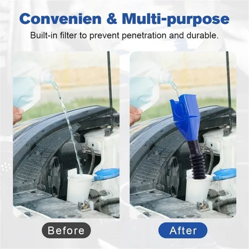Vista 5 de Embudo de plástico retráctil para cambio de aceite para automóviles y motocicletas (A-Blue+White)