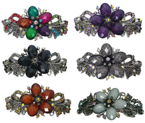Vista 24 de Paquete de docenas de pasadores grandes jcgy con cristales brillantes, pinzas para el cabello gruesas, 1 unidad de 12 colores, 0052-D