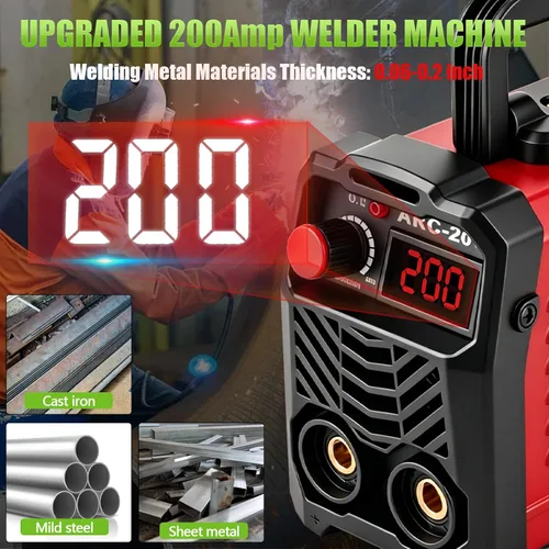 Vista 2 de Hpoouo Soldador de Varillas de 200 Amperios 20 PCS, Máquina de Soldadura Portátil Super MINI, Máquina Soldadora Inversora IGBT 110V con Arranque