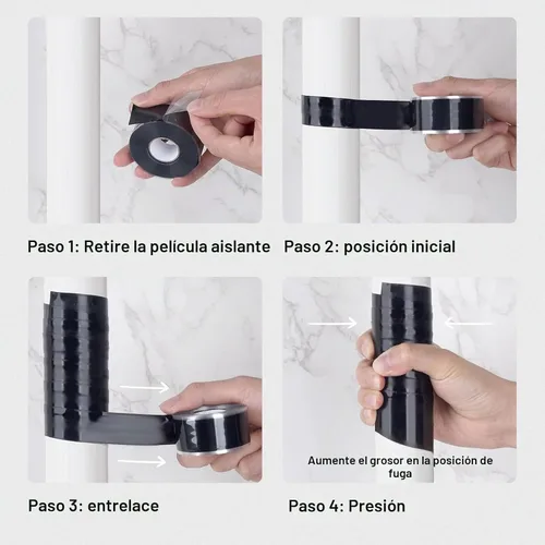 Vista 2 de SIKEDEPRO Cinta de silicona autofusible, 2 rollos de cinta de reparación de tuberías de 1 x 10 pies resistente a la intemperie, cinta de goma