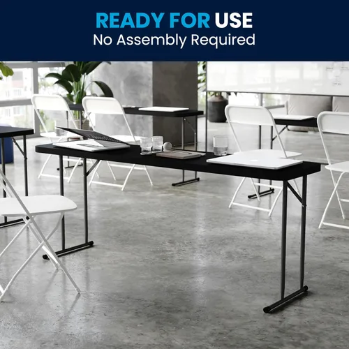 Vista 7 de BizChair Mesa de entrenamiento plegable de plástico negro de 6 pies