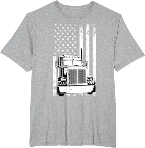 Vista 69 de Camión conductor bandera americana camionero vintage hombres mujeres regalo camiseta