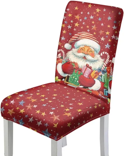 Vista 16 de HUGS IDEA Fundas para sillas de comedor de Navidad, bastón de caramelo, elásticas, fundas para sillas Parsons para comedor, lavables, fundas