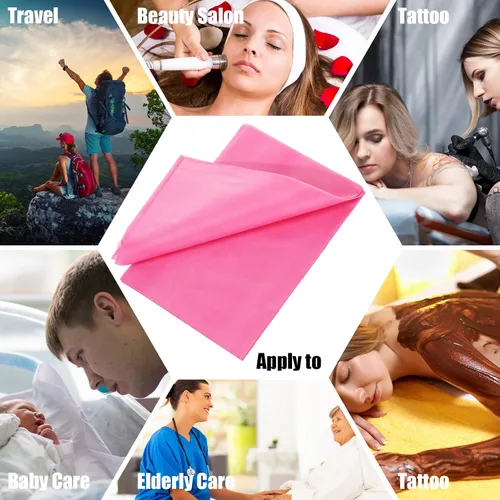 Vista 5 de 30 sábanas desechables para mesa de masaje, sábanas de 31 x 79 pulgadas, fundas desechables para cama de spa, mantel de masaje no tejido, Rosa