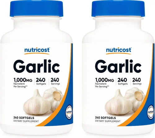 Vista 6 de Nutricost Ajo 1000 mg, 240 cápsulas blandas - Suplemento de ajo de alta potencia, sin gluten