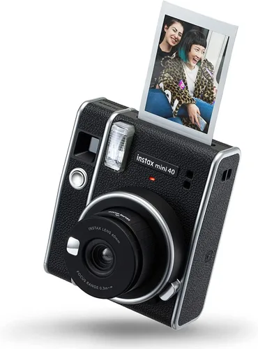 Vista 2 de Fujifilm Cámara Instax Mini 40 de película instantánea negra + paquete de 20 impresiones instantáneas Instax