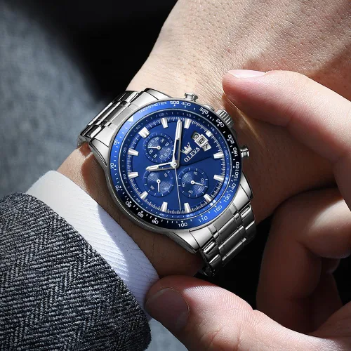 Vista 4 de OLEVS Watch for Men, Fashion Business Dress Mens Watches, Luminous Date Stainless Steel Waterproof Analog Two Tone Casual Quartz Wristwatch