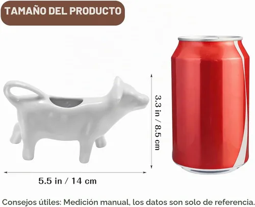 Vista 2 de Crema de cerámica con forma de vaca y jarra de salsa, mini jarra de leche de 3.4 fl oz para café, té, cocina