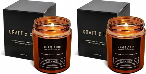 Vista 11 de Craft & Kin - Vela perfumada de cuero inglés de alta calidad, larga duración, 45 horas de tiempo de combustión, vela perfumada de soja natural