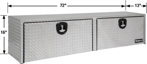 Vista 4 de Buyers Products 1701551 - Caja de herramientas para camión de aluminio plateado con tapa superior de rodamiento de diamante, 72 x 13 x 16 pulgadas