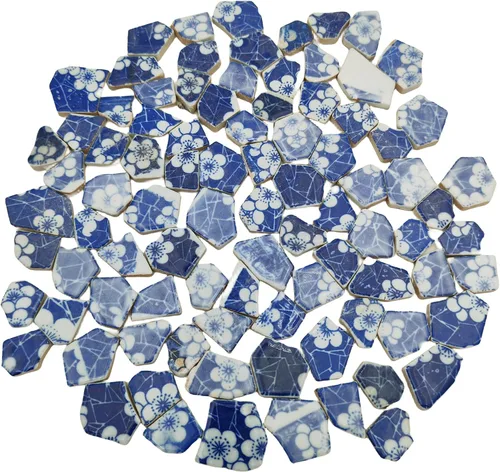 Vista 15 de Azulejos de mosaico de cerámica de porcelana de 1.1 libras, azulejos de mosaico irregulares rotos para suelo de manualidades, cocina, piscina