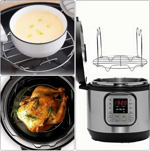 Vista 4 de Stainless Steel Steaming Rack with Handles, Folding Food Strainer