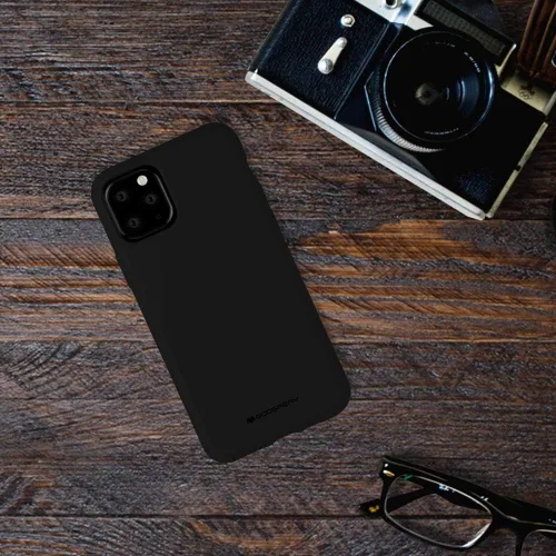 Vista 7 de GOOSPERY Funda de silicona líquida para Apple iPhone 11 Pro (5.8 pulgadas) Jelly Rubber Bumper Case con forro de microfibra suave (negro)