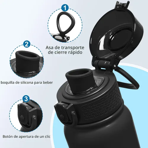 Vista 4 de GOPPUS Botella de agua de acero inoxidable aislada de 20 oz sin BPA, excelente para viajes, con tapa para beber - A prueba de fugas y sudor con tapa
