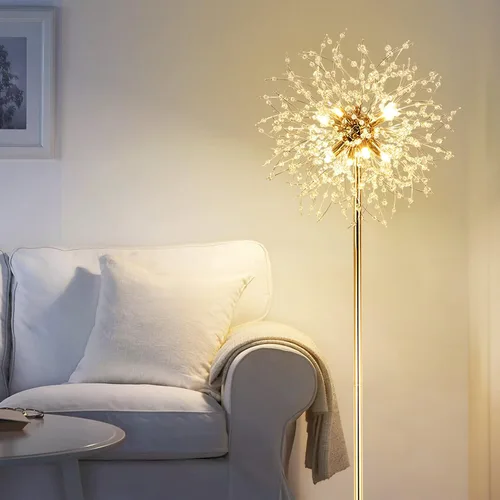Vista 6 de Lámpara de pie de cristal de 69 pulgadas, lámpara de pie moderna con cristal K9, lámpara de pie LED con interruptor de pie de encendido/apagado
