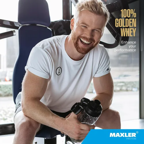 Vista 6 de Maxler Proteína de suero de leche 100% dorada, 0.94 onzas de proteína por porción, proteína de suero en polvo para antes del entrenamiento