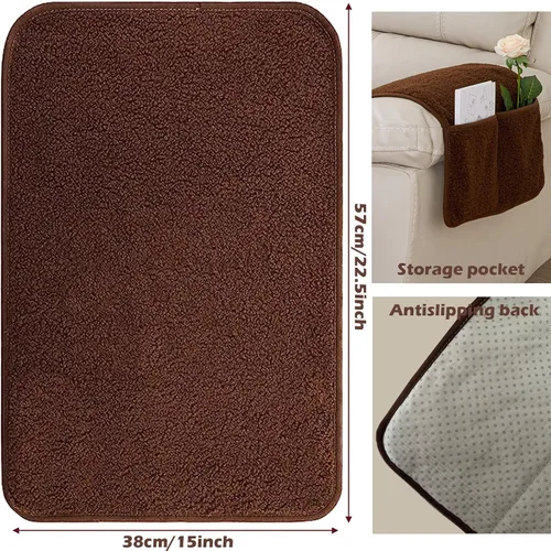 Vista 8 de Funda para Reposabrazos, Protector para Silla Reclinable, Protector para Muebles, Bolsillo de Almacenamiento Lateral, Funda Elástica para Beige