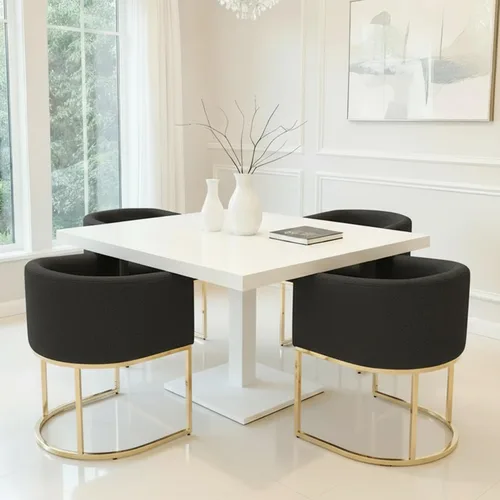 Vista 22 de HNY Silla de comedor moderna de mediados de siglo tapizada en forma de barril, negra, con brazos, silla de cocina y comedor de cuero, silla auxiliar