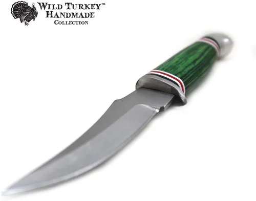Vista 2 de Colección Color Mango de Madera Hoja Fija Skinner Cuchillo con Funda de Cuero (Verde)