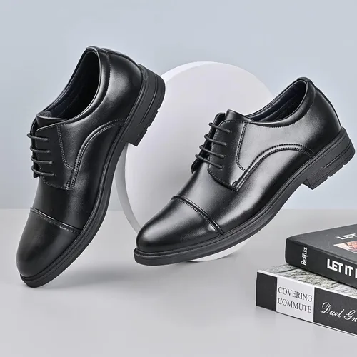 Vista 7 de SDONY Zapatos para hombre, zapatos clásicos de vestir de negocios, cómodos zapatos formales de boda, zapatos Oxford de trabajo antideslizantes a