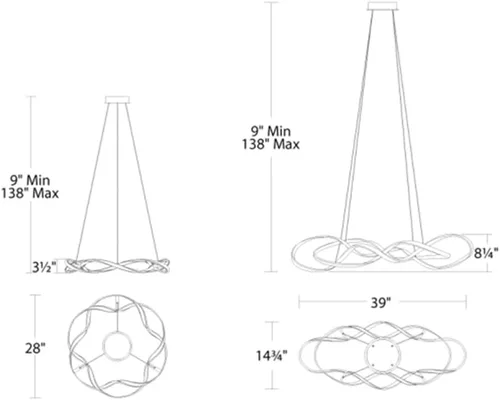 Vista 2 de WAC Lighting dweLED, Interlace 39in LED colgante 3000K en cromo