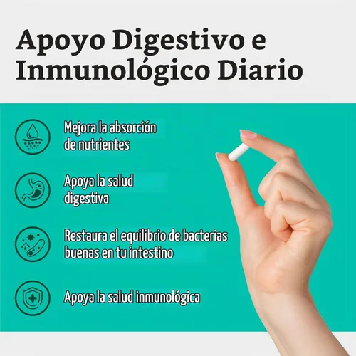 Vista 2 de Prebióticos y probióticos: Lactobacillus Gasseri, Lactobacillus Rhamnosus, Plantarum, Casei, Bifidobacterium longum, lactis, infantis. Prebióticos