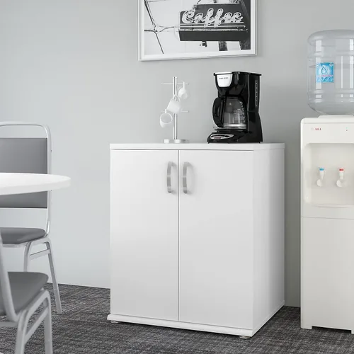 Vista 2 de Bush Business Furniture - Armario universal de almacenamiento de piso con puertas y estantes en blanco, unidad de almacenamiento vertical de oficina