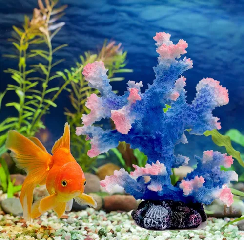 Vista 6 de Besimple Adorno de coral para acuario, decoración de coral de poliresina para decoración de peceras, paisaje de acuario