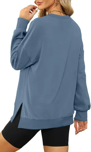Vista 3 de XIEERDUO Sudaderas de gran tamaño para mujer, estilo casual, cuello redondo, manga larga, cómodas