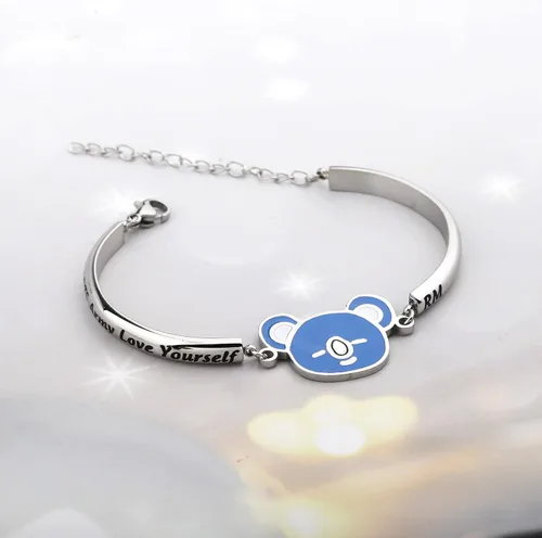 Vista 4 de MTYCTWED Love Yourself Pulsera Kpop Star Charm Pulsera de doble bucle regalo inspirador para amantes de la música, regalo de joyería para niñas