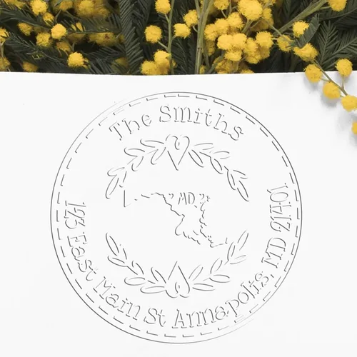 Vista 55 de Alabama State Wreath - Sello de sello de dirección personalizado para invitaciones de fiesta, tarjetas de vacaciones y decoración del hogar Sello