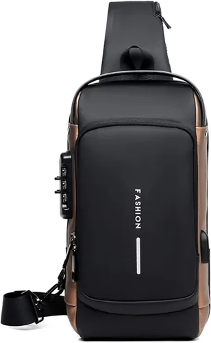 Vista 9 de FANDARE - Bolso de hombro para negocios, bolsa de pecho antirrobo con USB
